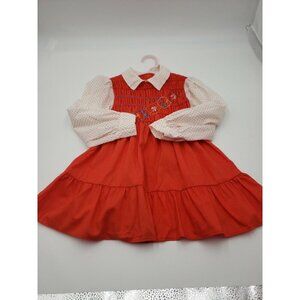 Vintage JM RAGS  Red Girls Stretch Cotton/Poly Collar Dress. Valentines sz 4